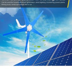 Wind Solar Combo Backup: 500W Turbine, 80W Solar, Controllers, Wall Charger, 420Wh SLA Deep Cycle Battery, 3000W/6000W Pk Pure Sine Inverter