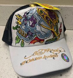 Vintage Don Ed Hardy by Christian Audigier Rhinestone Jester skull Hat