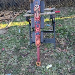 Ancient Aztec Macuahuitl, Chicago Bear. And Scorpion Other Side. Carve Out Of Thick Cedarwood
