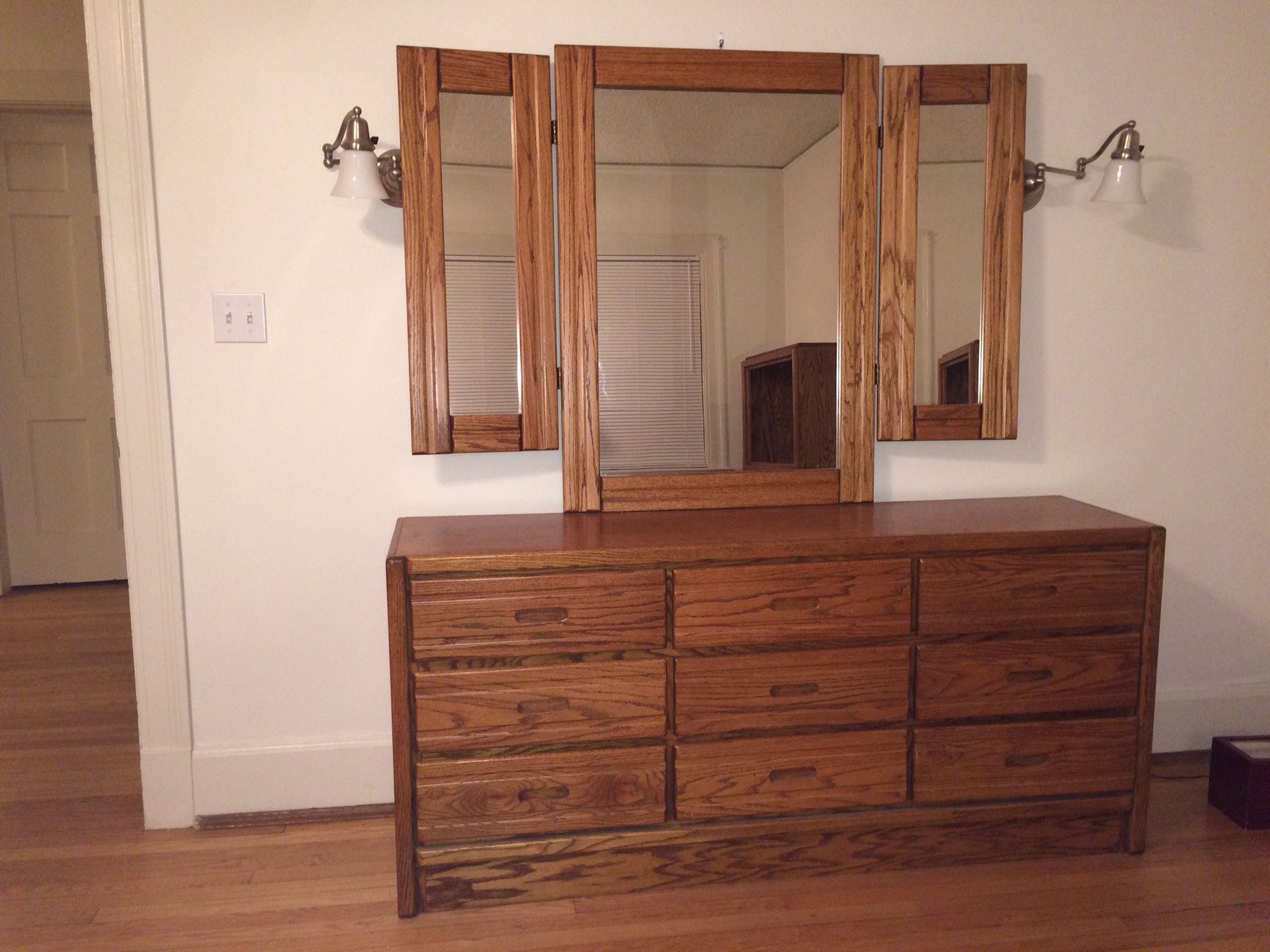 PRICE DROP - Oak Dresser w/mirror, TV dresser, and night stand