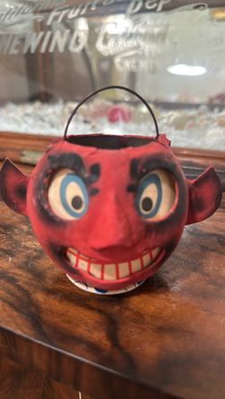 Vintage Halloween Devil Head Jack o lantern