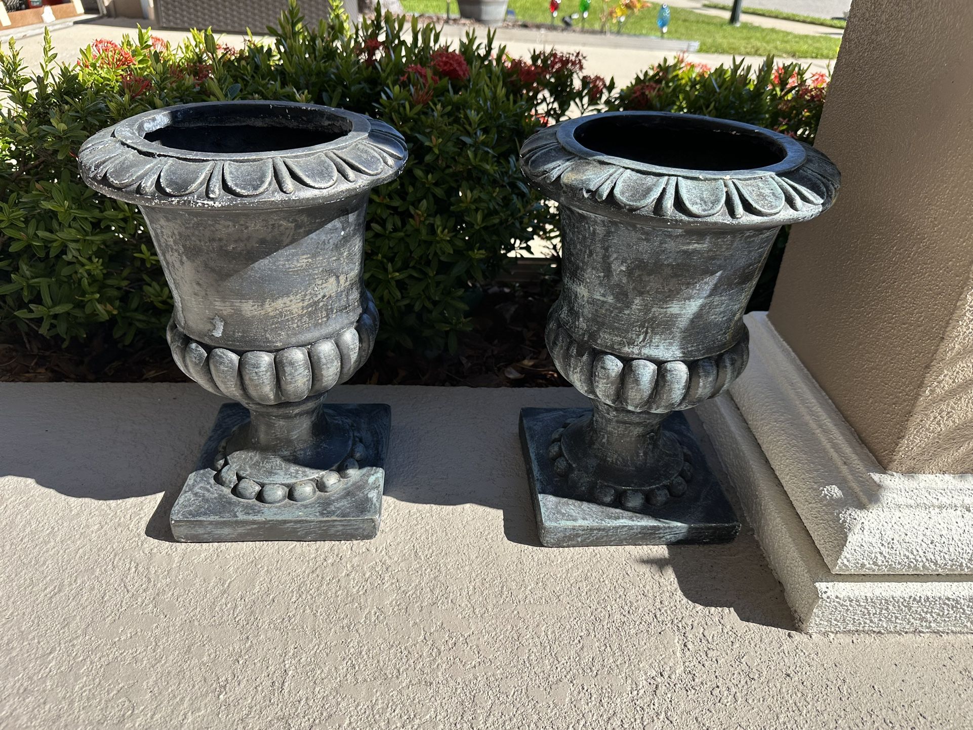 2 Heavy Planters, Porch, Yard, Decor, For Flowers, Topiary