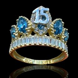 ANILLO XV AÑOS DOS OROS 14K