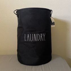 Rae Dunn Black Fabric Laundry Hamper