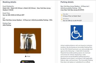 ADA PARKING PASS - World Cup Final