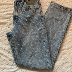 Zara RHINESTONE STRAIGHT JEANS Size 4