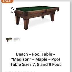 Beach Manufacturing 8 Ft Pool Table