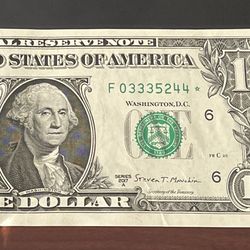 $ 1 US  , STAR NOTE, REAL Currency Fancy Serial Number, Double Numbers,$30