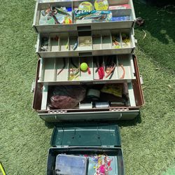 Fishing Rods And Huge Tackle Box 