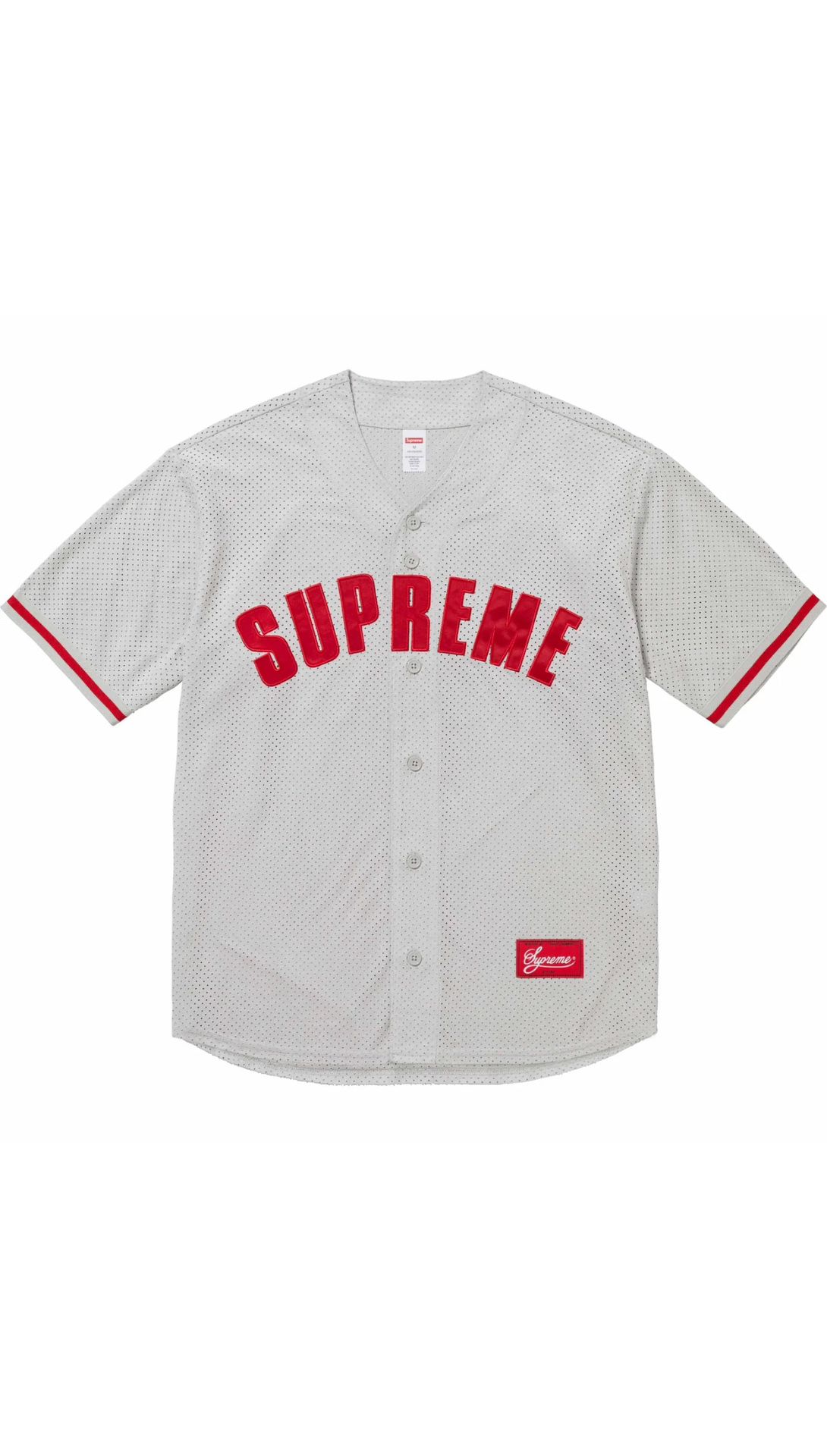 Supreme Ultrasuede Mesh Baseball Jersey Grey