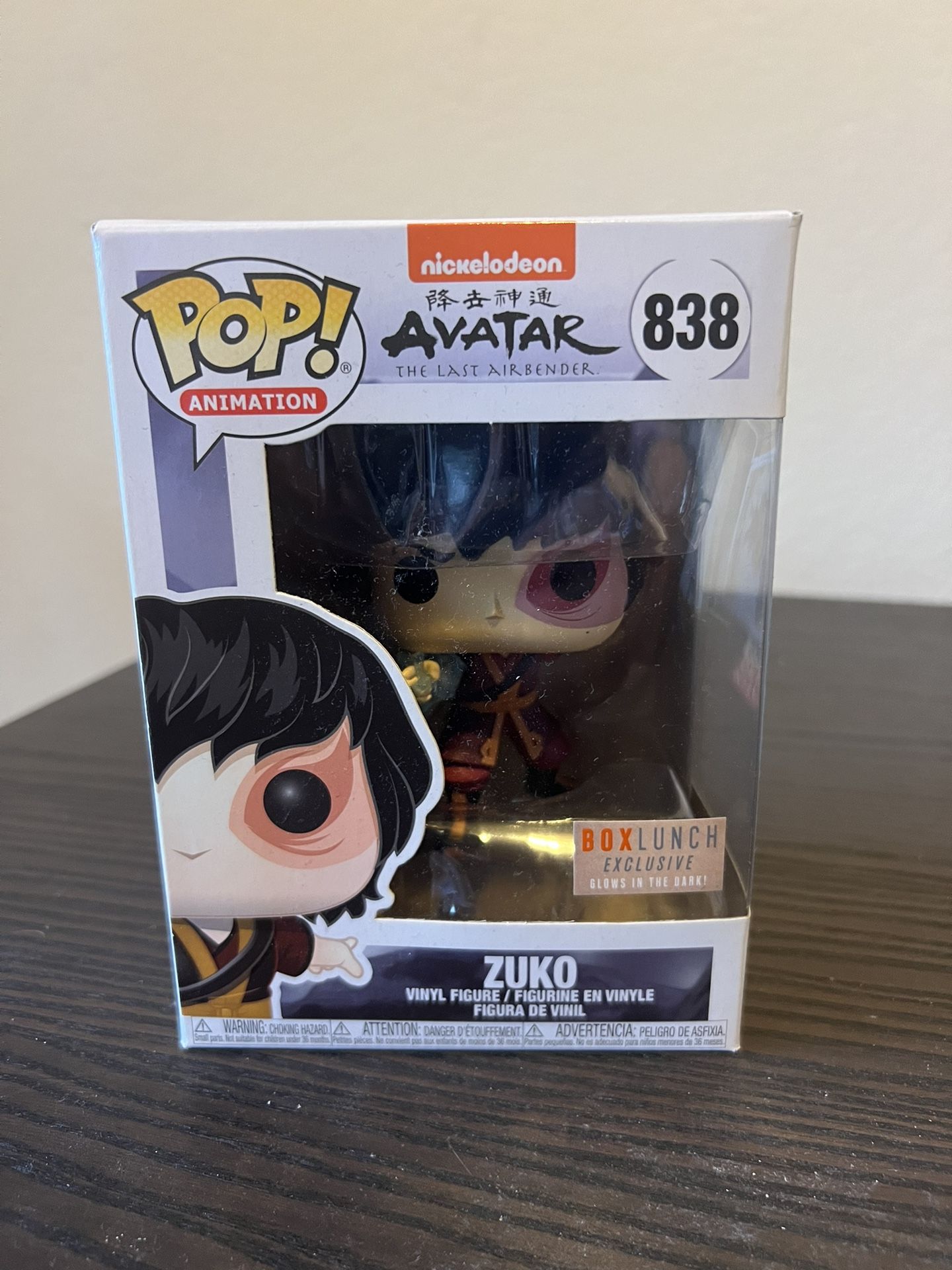 EXCLUSIVE GLOW Zuko Avatar Last Airbender Funko Pop Animation #838 Anime  GITD