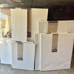 Unused Stretched Canvas Lot Of 8 - 4 Sizes 