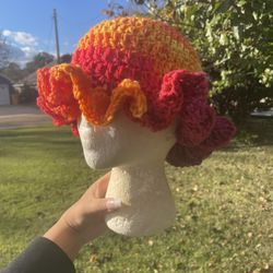 Sunset Ruffle Crochet Hat 