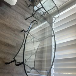 Two Oval Glass Tables 