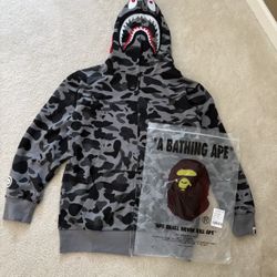 bape hoodie grey 