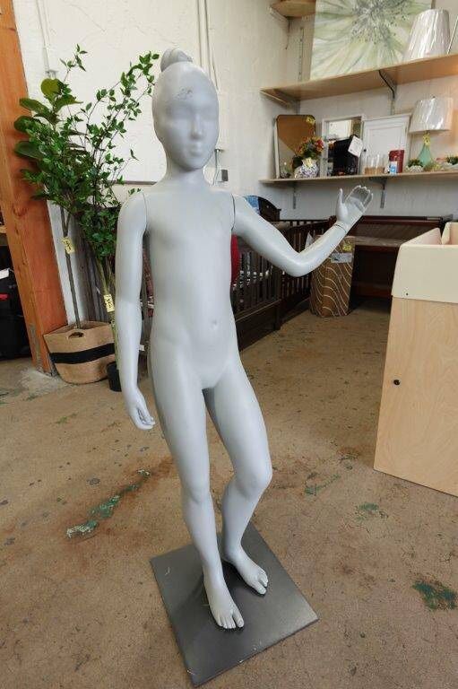 Standing Arm Up Young Adult Full Body Mannequin in Gray Retail Display