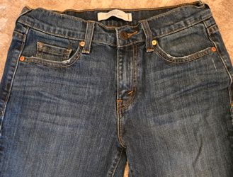 Preowned Womens Levis 515 Bootcut Distressed Denim Jeans Size 4 Short (Petite)