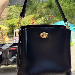 Coach Polished Pebble Leather Willow Bucket  Bag