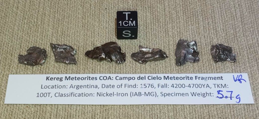 Lot of 6 Campo del Cielo (Field of Heaven) Meteorites 5.7 grams total
