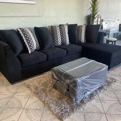 Black Soft Fabric Sectional ‼️take It Home With $39 Easy Approval ‼️