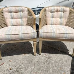🌞Pair of Vintage Cane Barrel Chairs – Stylish & Timeless🎊
