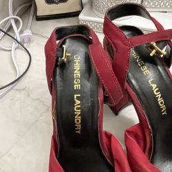 Chinese Laundry, Red Strappy Peep Toe High Heels