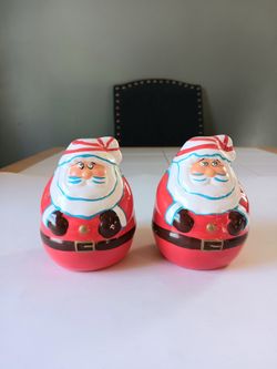 Vintage 90s Enesco Whimsical Santa Claus Kitchen Salt & Pepper Shakers Christmas