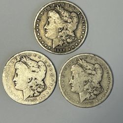 3 Morgan Silver Dollars……$90