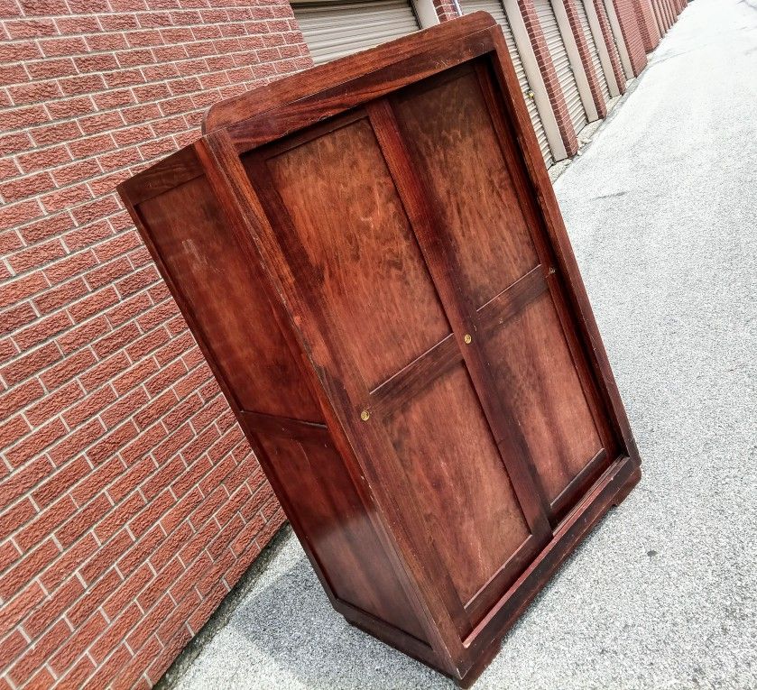 Vintage Mid-Century Modern Wardrobe Cabinet with Sliding Doors / MCM Wardrobe