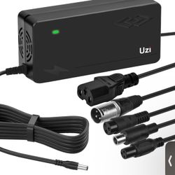 Uzi 54.6V 2A Charger (with Multiple Output Heads) for Fast and Safe Charging of Your 48V Li-ion Battery-Compatible with Ebike/Electric Scooter (Built-