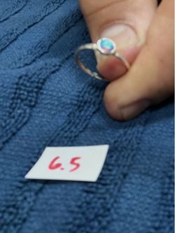 925 Sterling Silver Ring with Opal Stone For Wedding Size 6.5