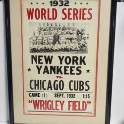 1932 World Series New York Yankees Chicago Cubs Framed Baseball Poster Decor
