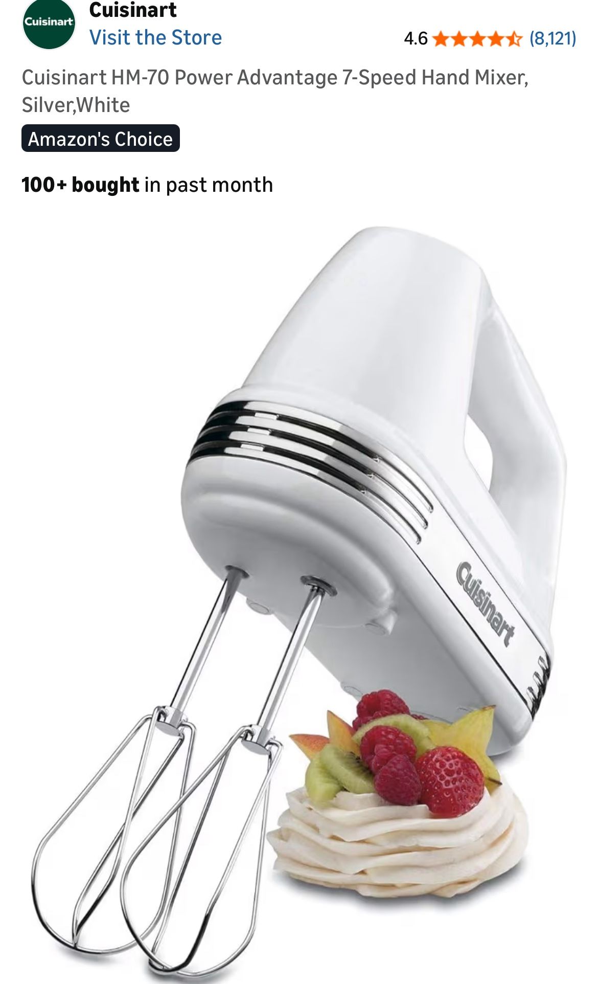 Cuisinart HM-70BCS Power Advantage 7-Speed Hand Mixer