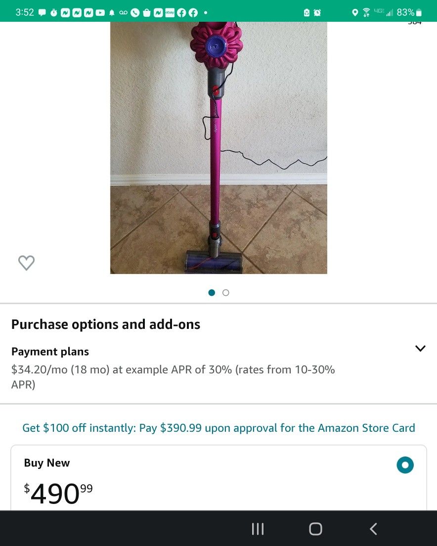 Dyson V7 Motorhead Cordless Stick Vacuum Cleaner, Fuchsia (227591-01)