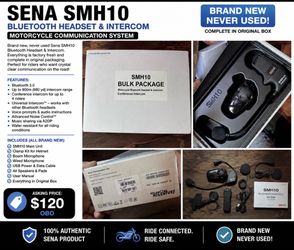 TWO SENA SMH10 BLUETOOTH HEADSETS