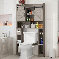 Farmhouse style over the toilet cabinet