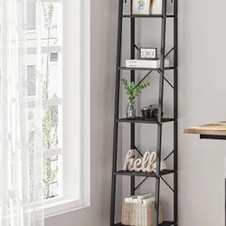 5-Tier Ladder Shelf, Narrow Bookshelf, Freestanding Bookcase