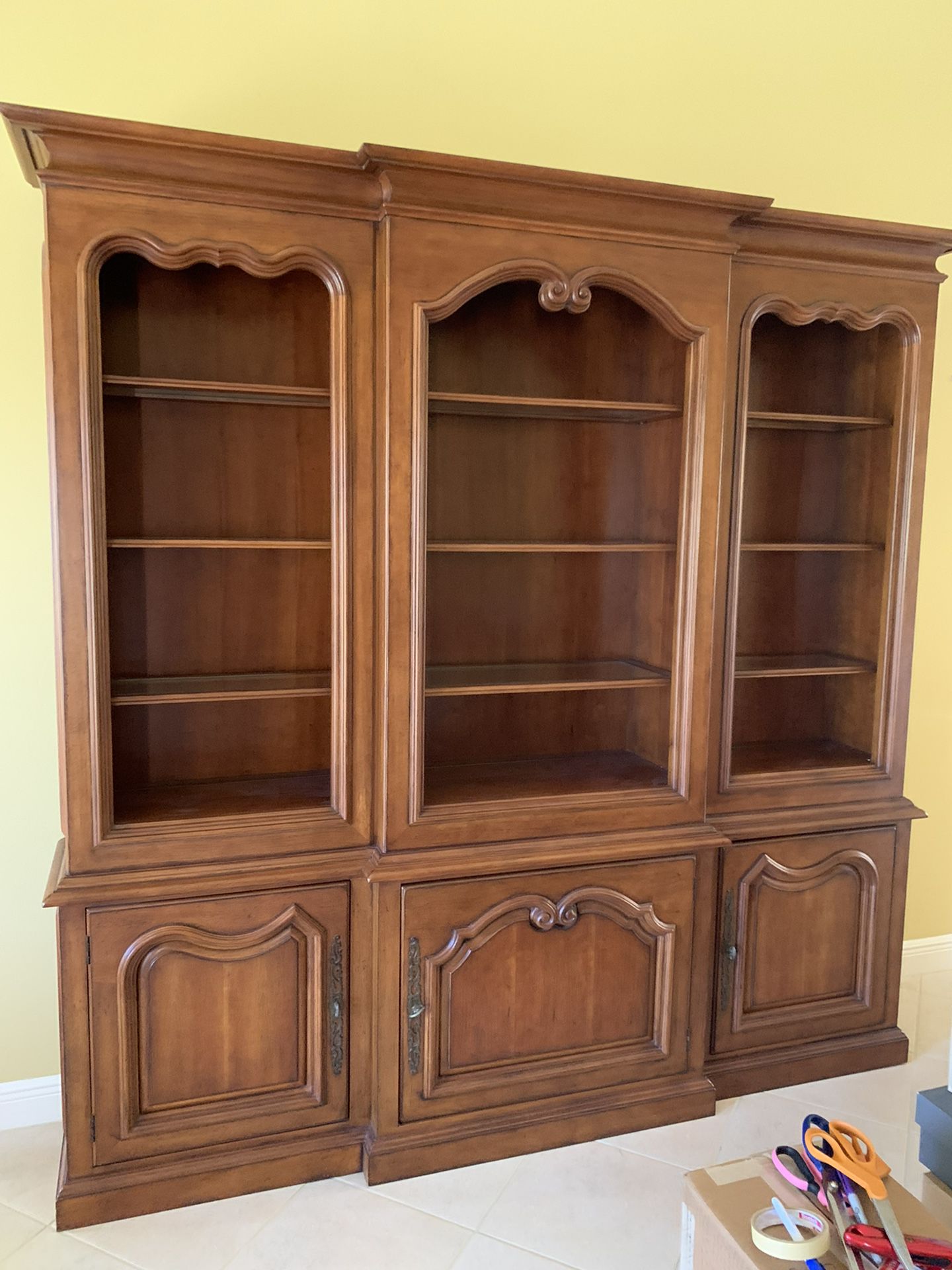 Beautiful Solid Wood Wall Unit Excellent Condition  Free  Needs To Be Picked Up ASAP  Home Sold And It Needs To Go  