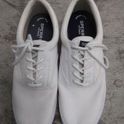 MEN'S SPERRY TOPSIDER WHITE CANVAS SNEAKERS SIZE 15