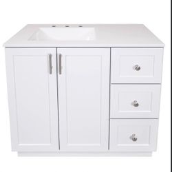 Brand New Cabinet project source davies 36-in true white single sink bathroom vanity with white cultured marble top