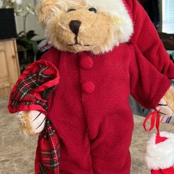 Santa Bear.  Super Cute Christmas Bear In slippers.