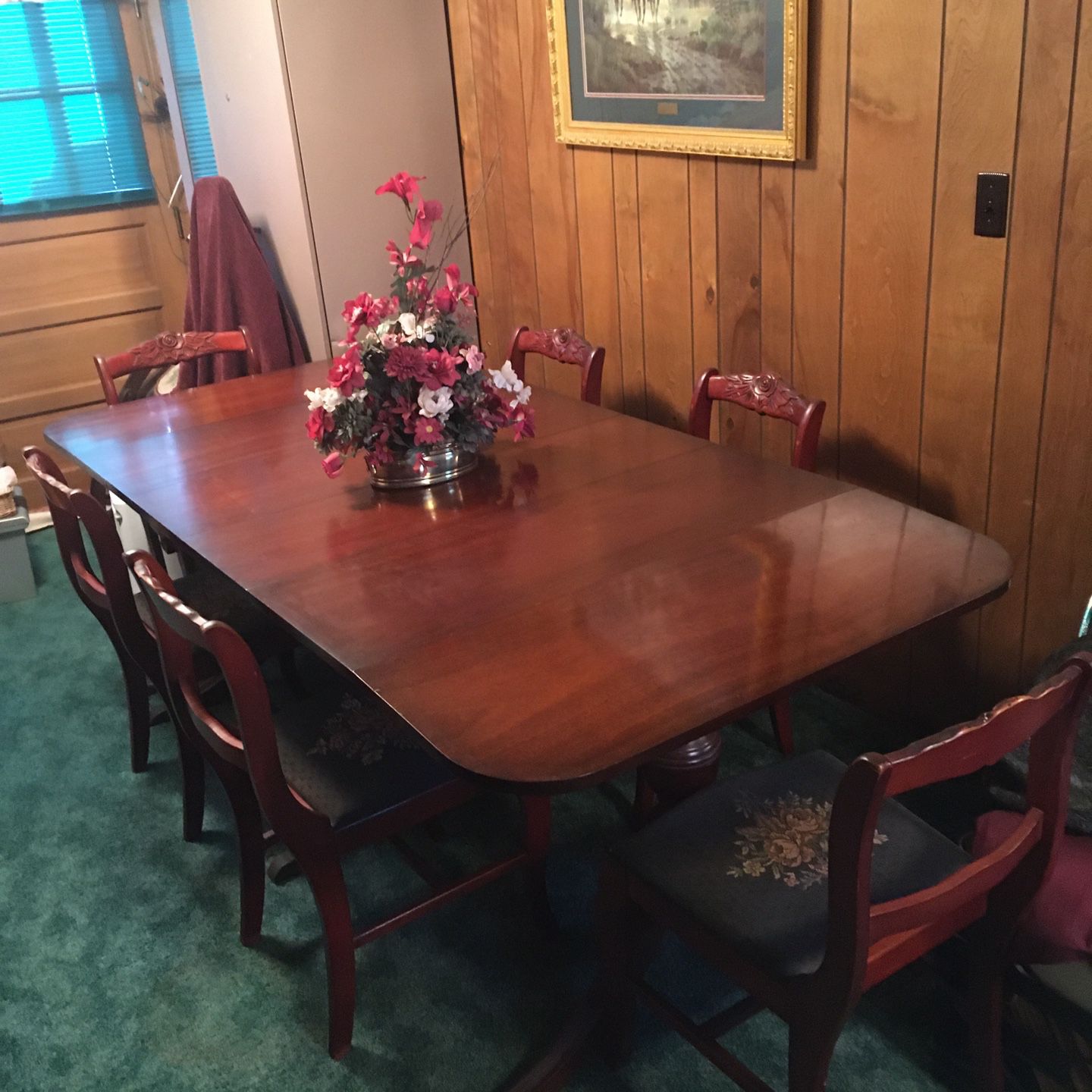 Mahogany Drop Leaf Dining Table & Chairs
