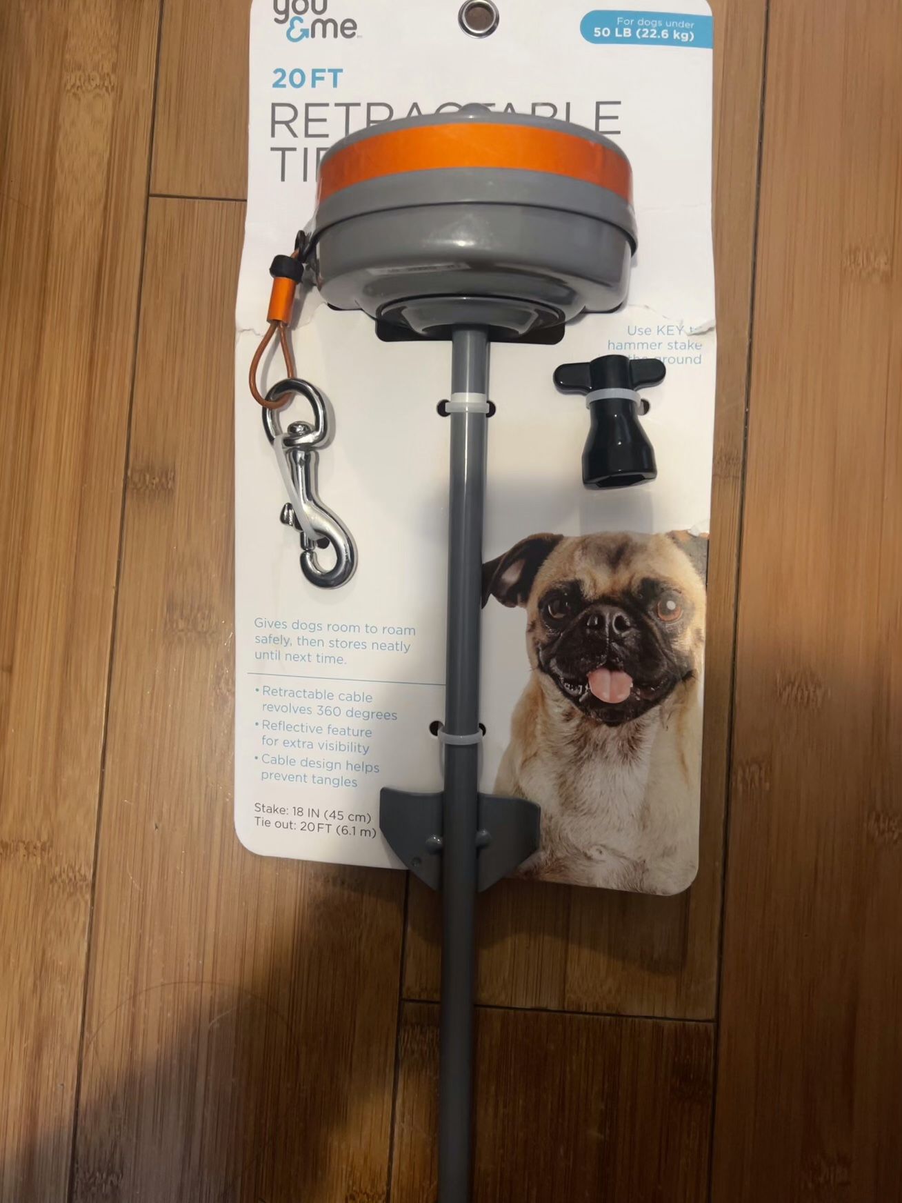 50% off！ you & me heavy retractable tie out 20‘ L for dog up to 50lbs