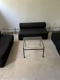 Three Glass And Metal Side/ Coffee Tables