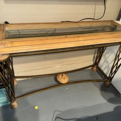 Long Decretive Table With Glass Top 