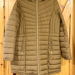 Michael Kors Hooded Puffer Jacket Camel/Taupe – Women’s Size L – Like New!