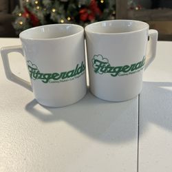 Vintage Las Vegas-Reno Fitzgerald’s Casino Hotel mugs set of 2 diner style 3.75”