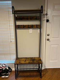 Industrial Entryway Hall Tree with Bench