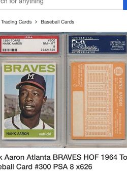 1964 Topps Baseball Hank Aaron (Rare Mint Condition) $500