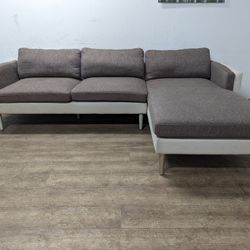 Modern Grey and White Fabric Sectional